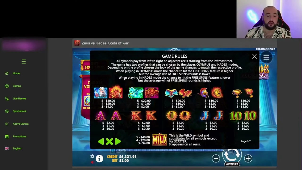 Zeus vs Hades: bono y promociones