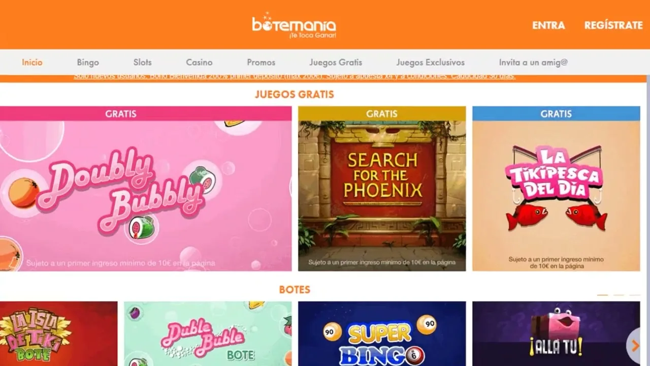 Botemania: juegos y tragaperras